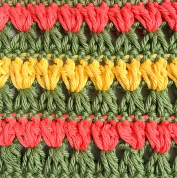 Triads Puff Flower Crochet Stitch Photo Tutorial