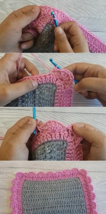 Crochet Layered Scallops Border Photo Tutorial