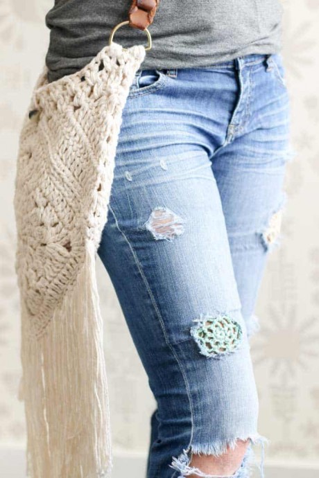 How To Patch Jeans With Crochet Lace