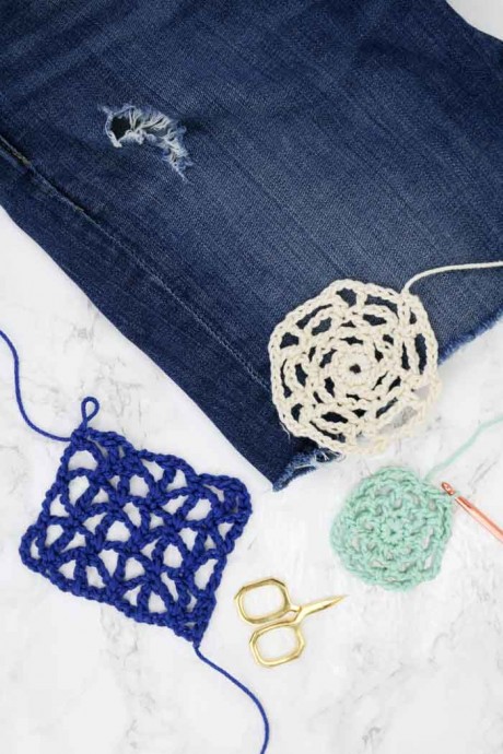 How To Patch Jeans With Crochet Lace