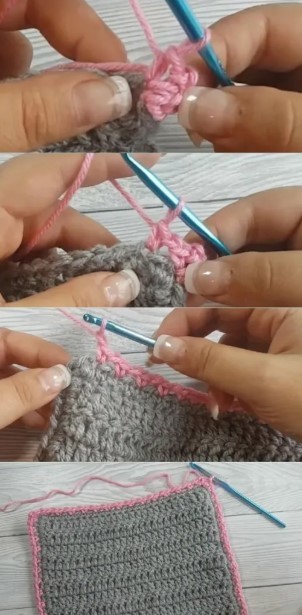 Crochet Moss Stitch Border For Blankets Photo Tutorial