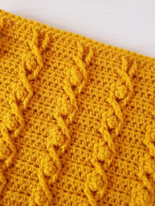 Popcorn Twist Cable Crochet Stitch Photo Tutorial